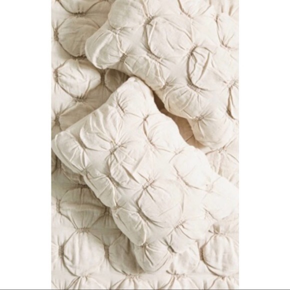 Anthropologie Textured Ruched Embellished Elroy king Pillow Sham 1 - Picture 1 of 5
